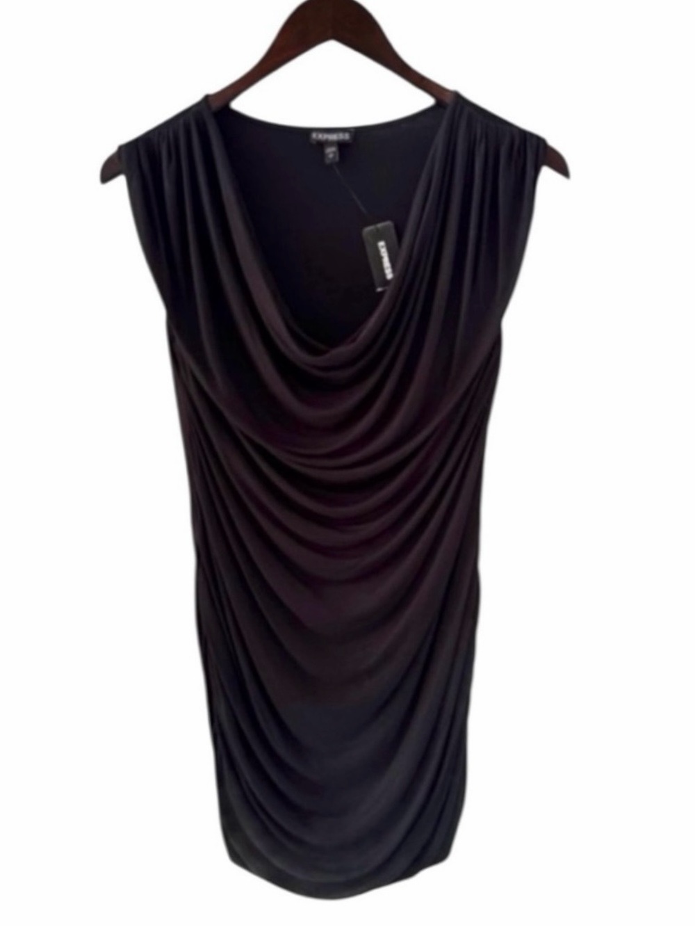 Express Black Sleeveless Draped Front Top Size Small